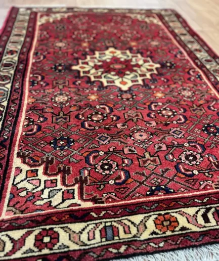 Intricate patterned red Persian rug