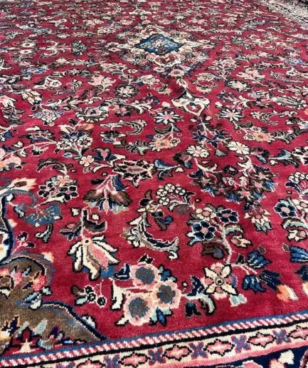 Intricate floral pattern on rich red